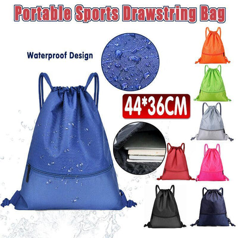 Premium Nylon Drawstring Backpack Sport Bag – Black