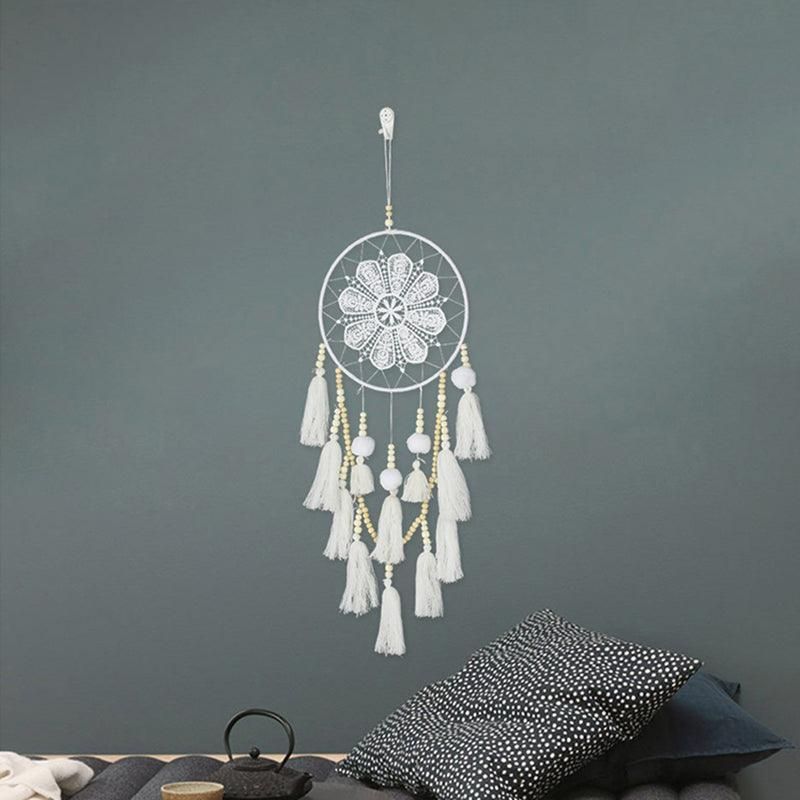 Premium Handmade Macrame Dream Catcher Wall Hanging – White 65cm