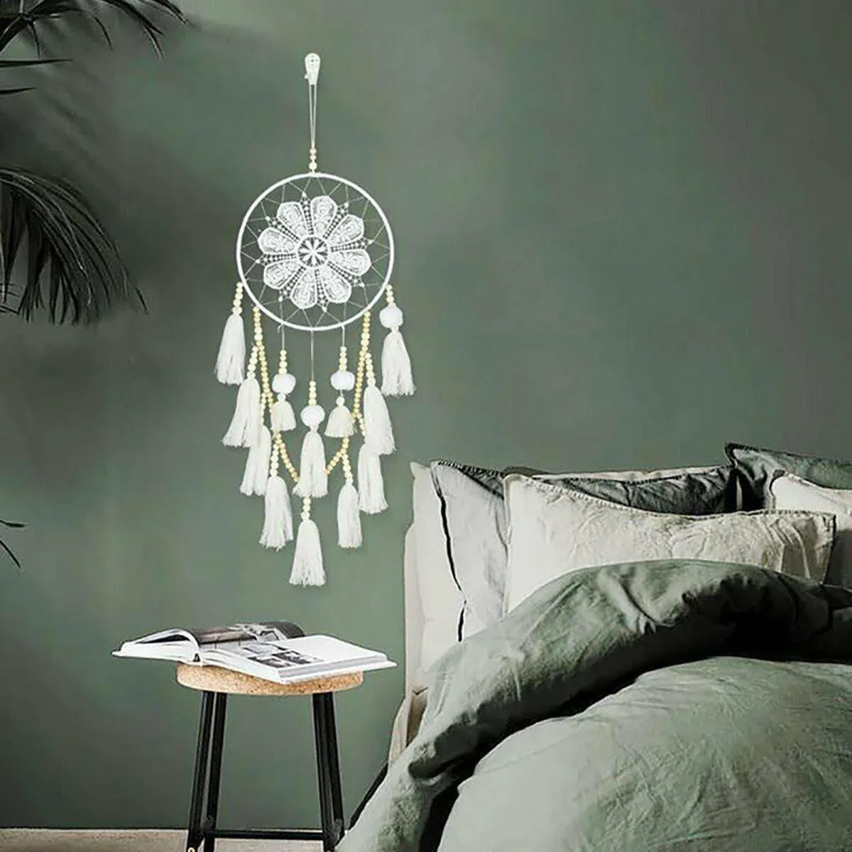 Premium Handmade Macrame Dream Catcher Wall Hanging – White 65cm