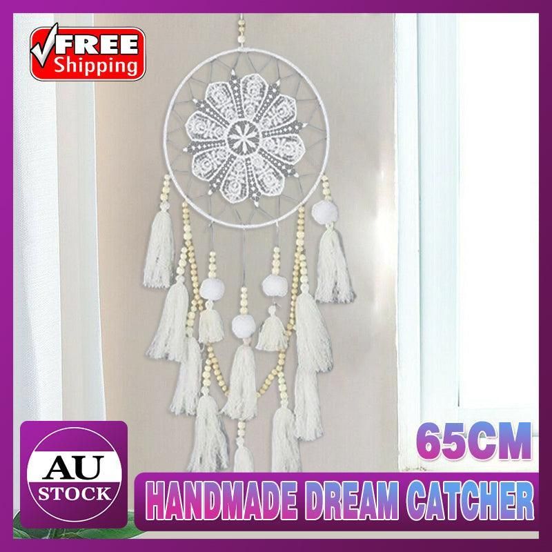 Premium Handmade Macrame Dream Catcher Wall Hanging – White 65cm