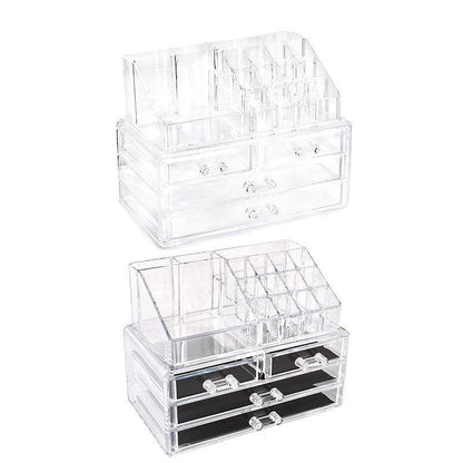 Holder Cosmetic Makeup Organizer 4 Drawer Clear Acrylic - Without Black Mesh Pad