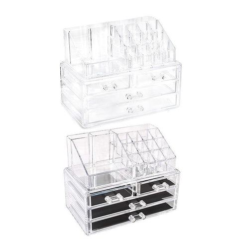Holder Cosmetic Makeup Organizer 4 Drawer Clear Acrylic - Without Black Mesh Pad - SuperSaverAU - view 2