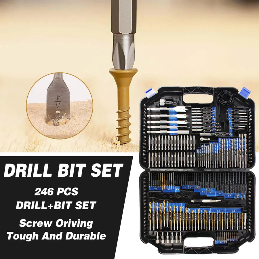 Premium 246 Piece Drill Bit & Accessory Set with Storage Case