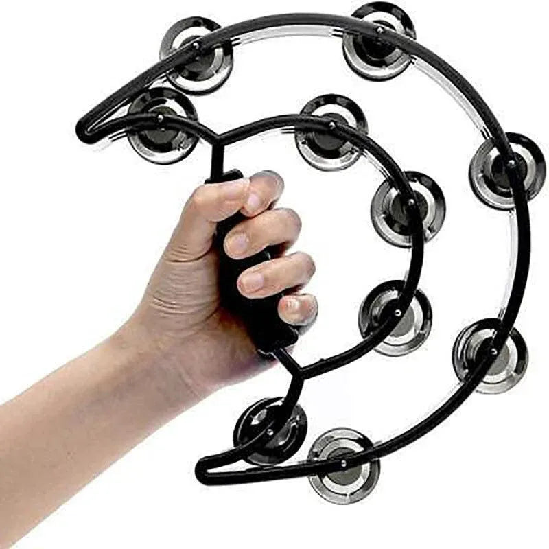 Premium Blue Double Half Moon Tambourine Percussion Instrument
