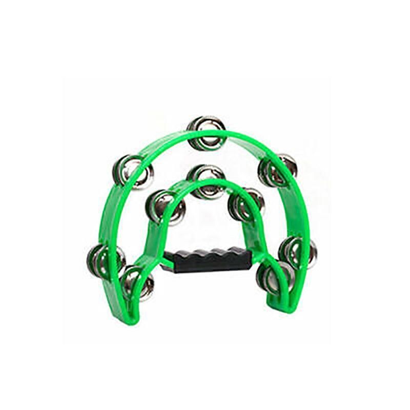 Premium Green Double Half Moon Tambourine Percussion Instrument