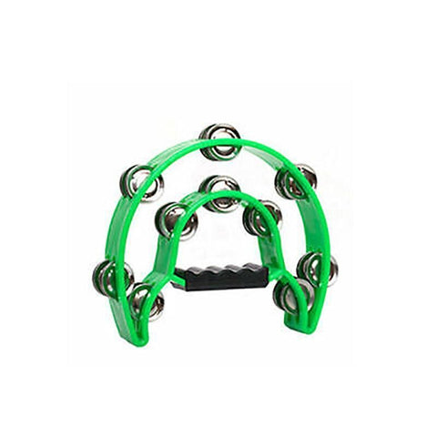Premium Green Double Half Moon Tambourine Percussion Instrument