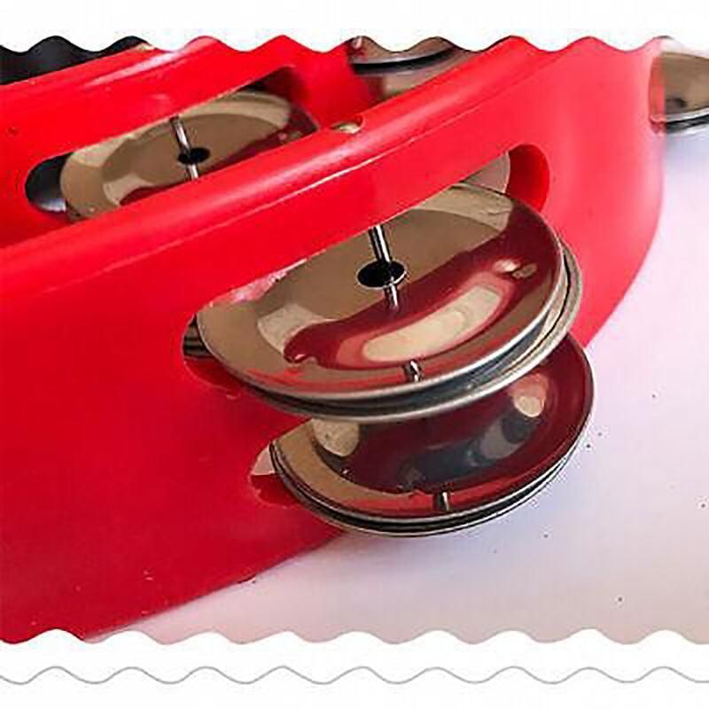 Premium Green Double Half Moon Tambourine Percussion Instrument