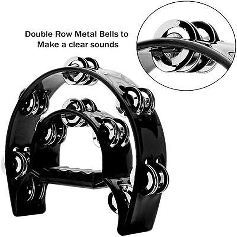 Premium Green Double Half Moon Tambourine Percussion Instrument