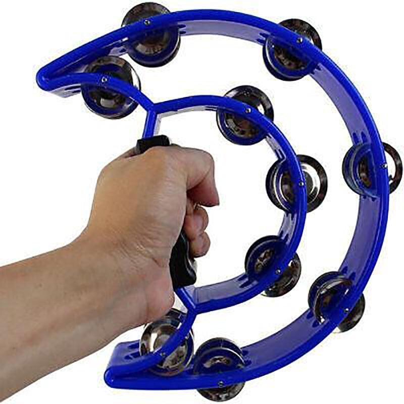 Premium Green Double Half Moon Tambourine Percussion Instrument