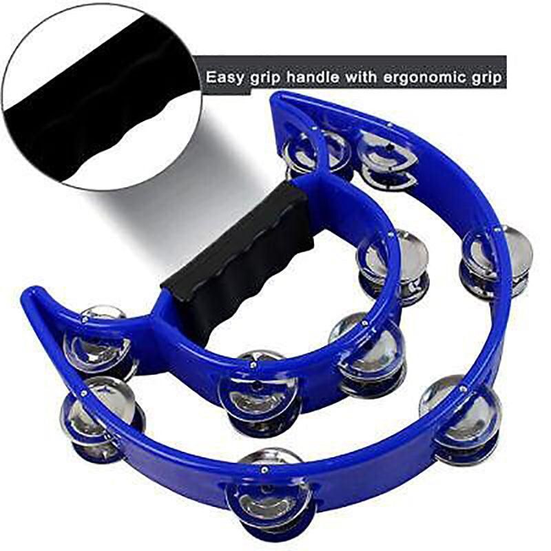 Premium Green Double Half Moon Tambourine Percussion Instrument