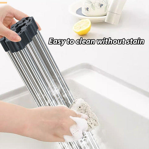 Multifunctional Stainless Steel Draining Rack Folding Sink Organizer for Kitchen - 580 x 400mm - SuperSaverAU - view 2