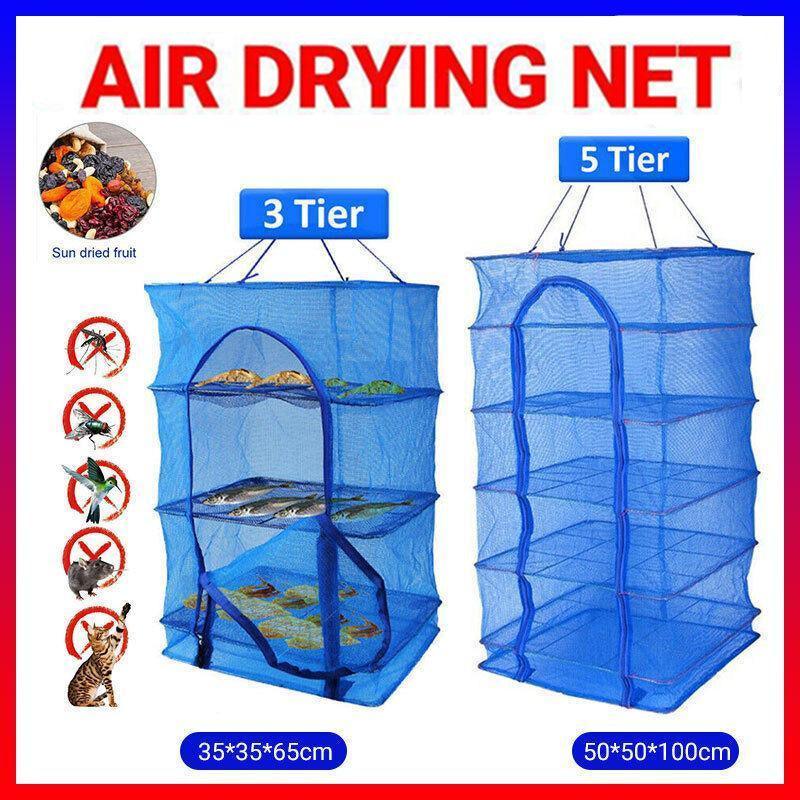Air Drying Net Vegetable Dehydrator 5 Tiers 50x50x100cm - Portable, Durable, Folding
