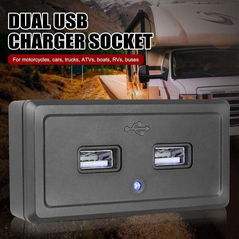 Premium Dual USB Car Charger Socket Panel 12V 24V 5V 3.1A