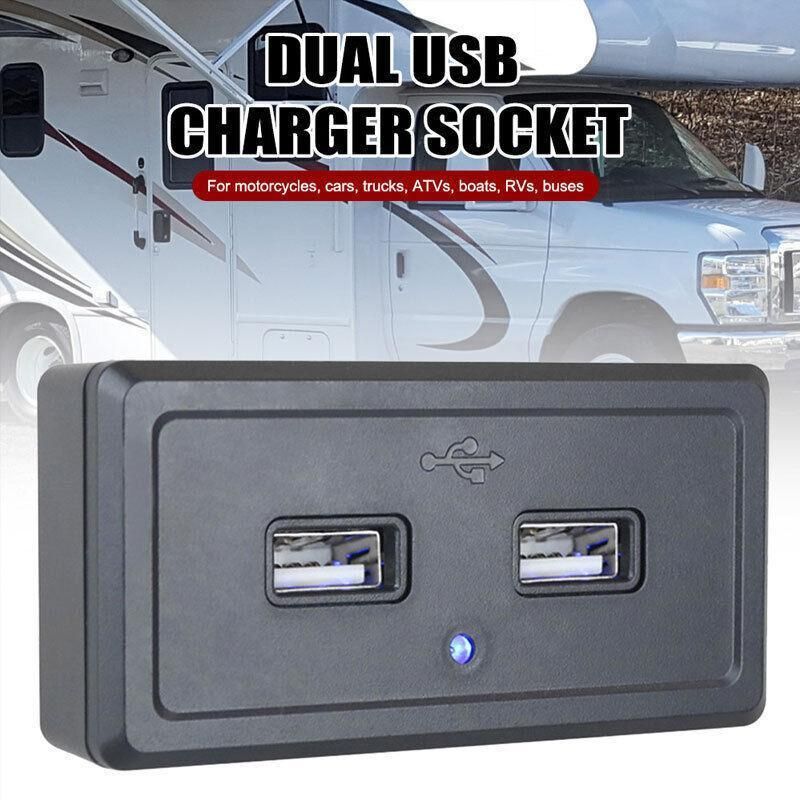 Premium Dual USB Car Charger Socket Panel 12V 24V 5V 3.1A
