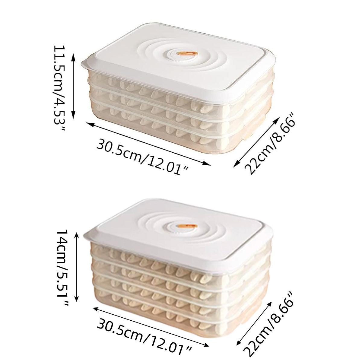 Large Capacity Dumpling Storage Box - 3 Layer, Airtight, Stackable, Green