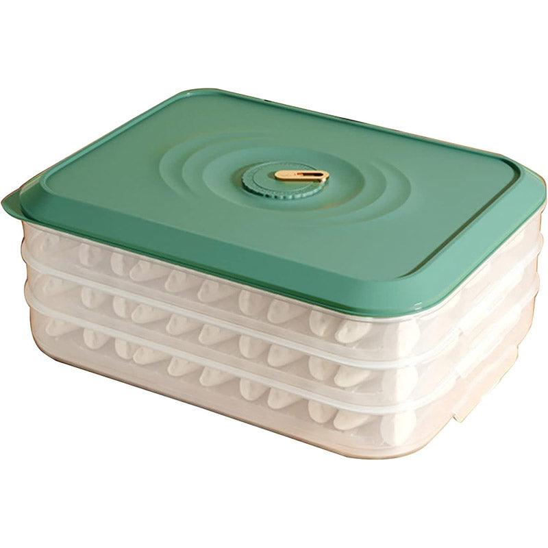 Large Capacity Dumpling Storage Box - 3 Layer, Airtight, Stackable, White