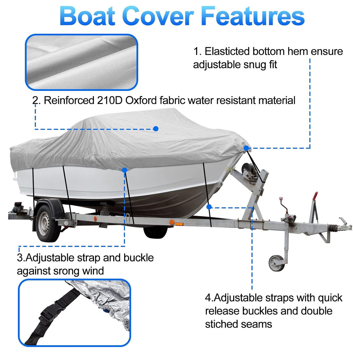 Outdoor V Yacht Dust Cover Waterproof Sun Protection Boat Hull Cover Rain Shield - SuperSaverAU - view 4