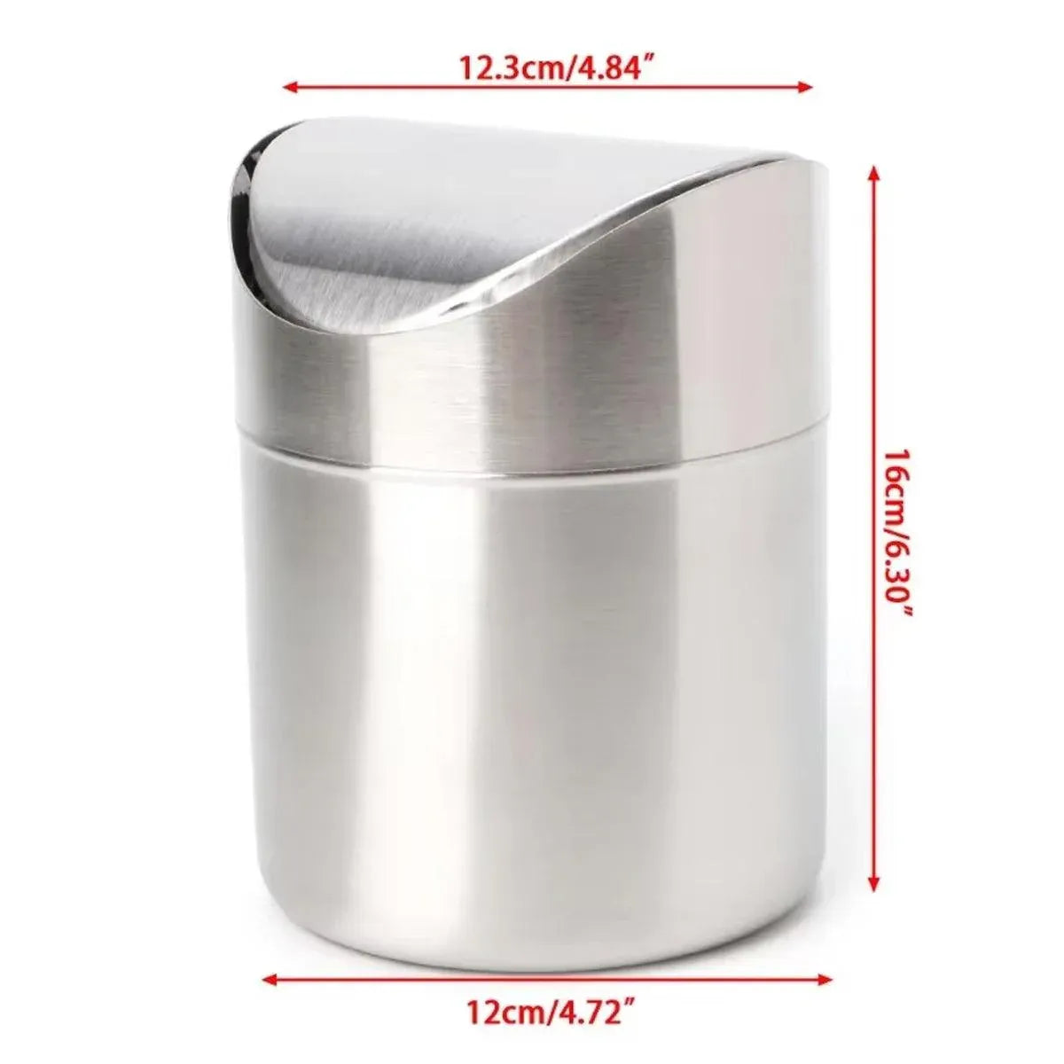Premium Stainless Steel Mini Desktop Wastebasket – Silver