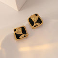 Vintage Matte Black Rose Square Stud Earrings for Elegant Fashion - SuperSaverAU - view 5