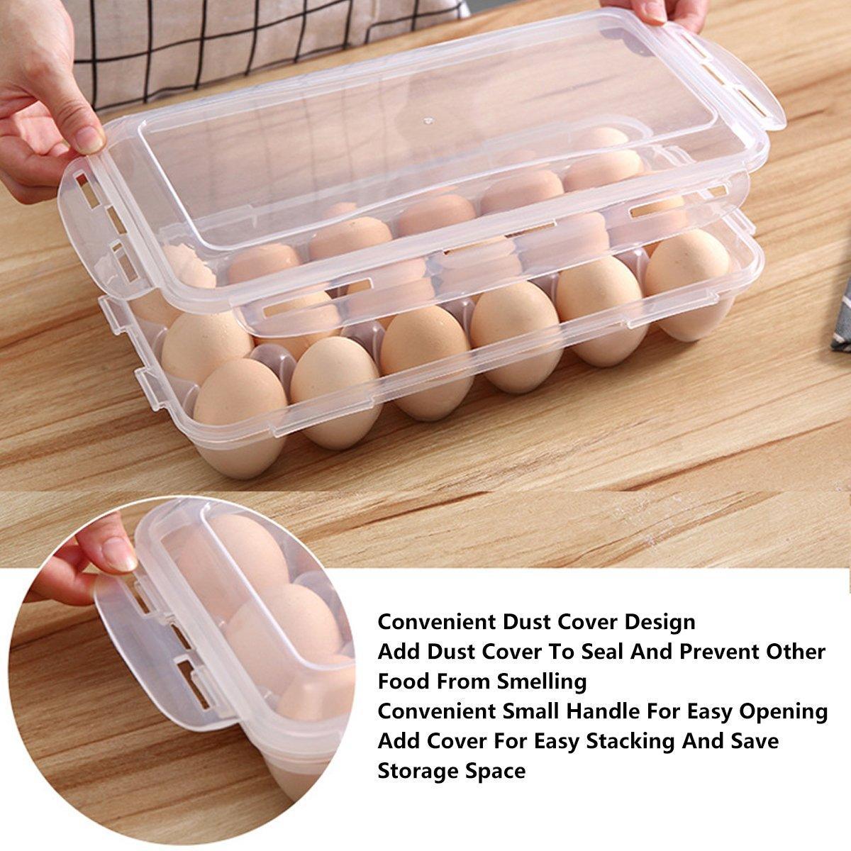 V528 Egg Storage Containers Set of 2, 18 Slots, Stackable, Food-Safe Plastic - SuperSaverAU - view 2