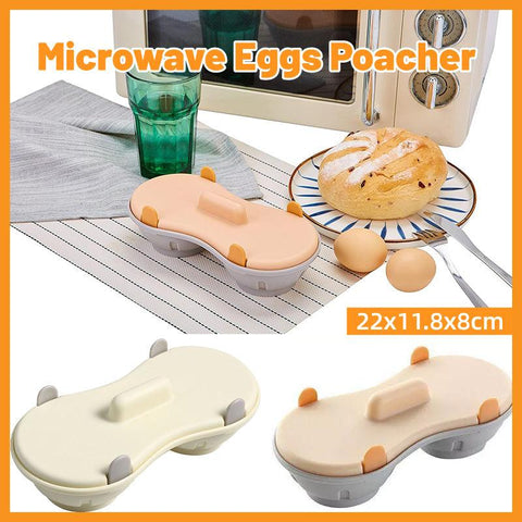 Premium White Microwave Egg Steamer Cooker with Lid Double Cup Tray