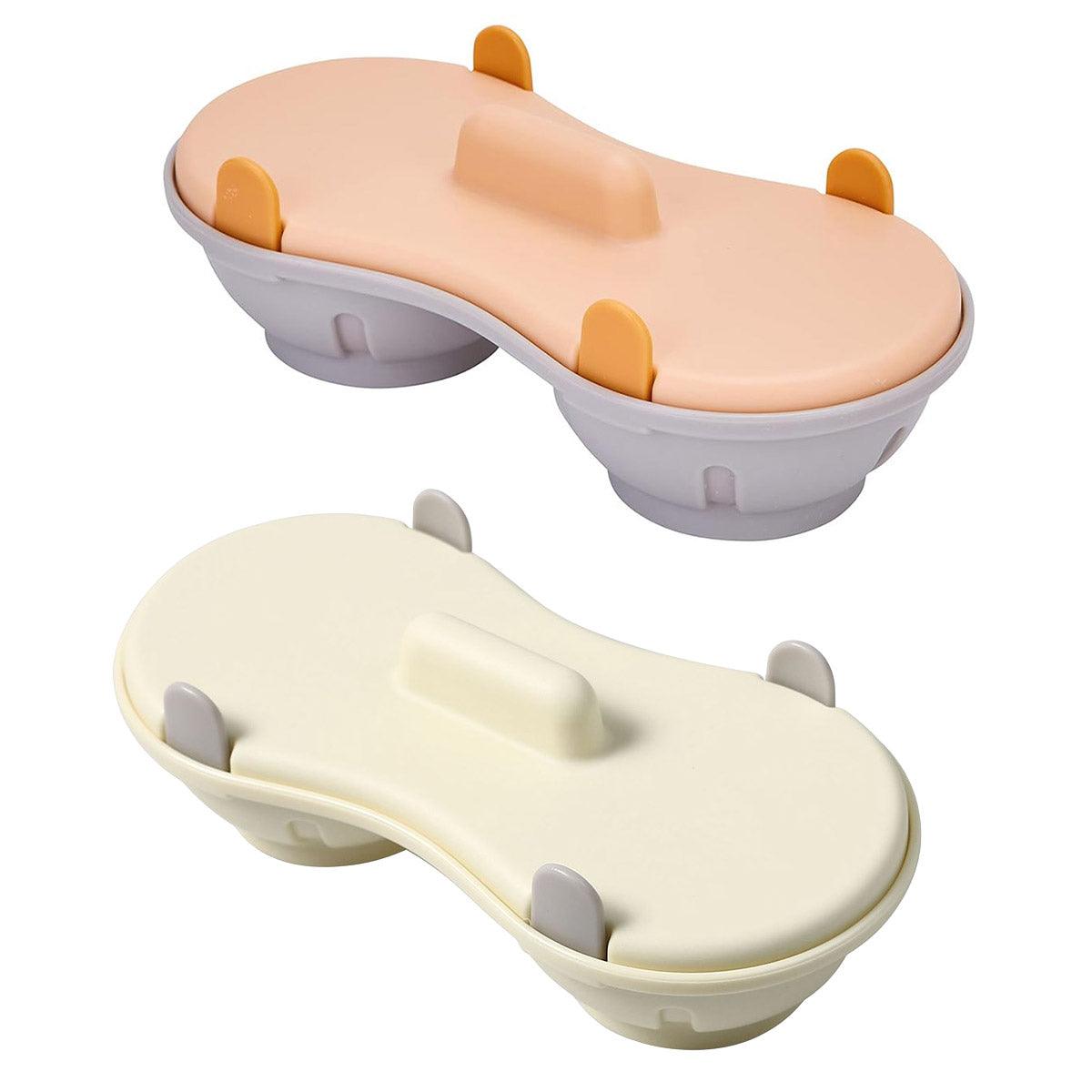 Premium White Microwave Egg Steamer Cooker with Lid Double Cup Tray