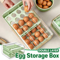 Green Double Layer Egg Storage Drawer Fridge Organizer