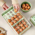 Green Double Layer Egg Storage Drawer Fridge Organizer