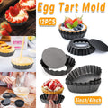 12PCS Mini Detachable Tart Mold Baking Cake Pan Nonstick Bottom Cupcake Molds - 4inch - SuperSaverAU - view 1