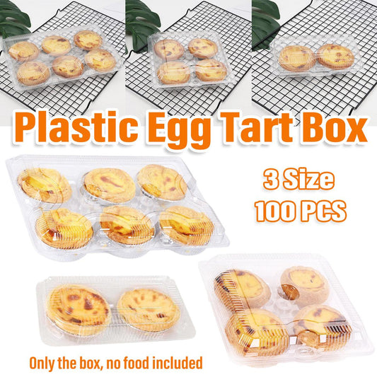 Transparent Plastic Egg Tart Box - 100PCS - 25.5x17cm