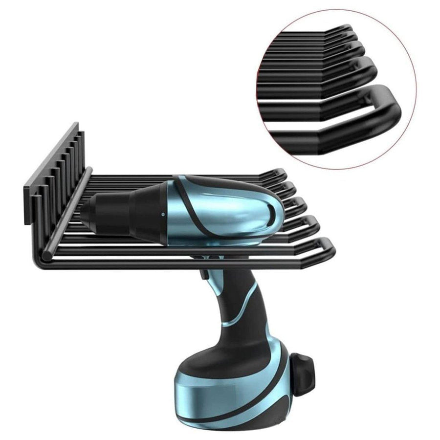 Premium Wall Mount Metal Drill Storage Rack - Black