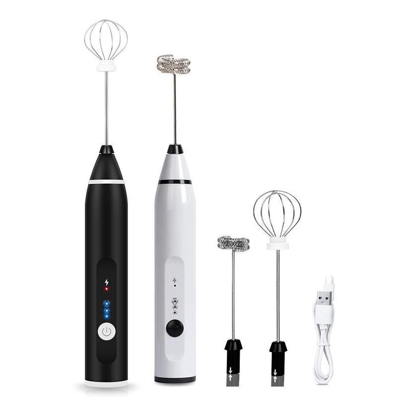 USB Rechargeable Electric Egg Beater & Milk Frother - White