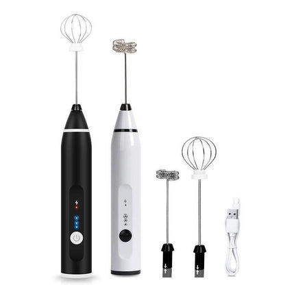 USB Rechargeable Electric Egg Beater & Milk Frother - White