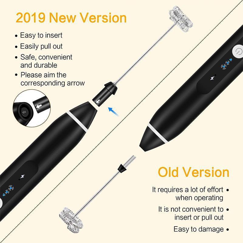 USB Rechargeable Electric Egg Beater & Milk Frother - White