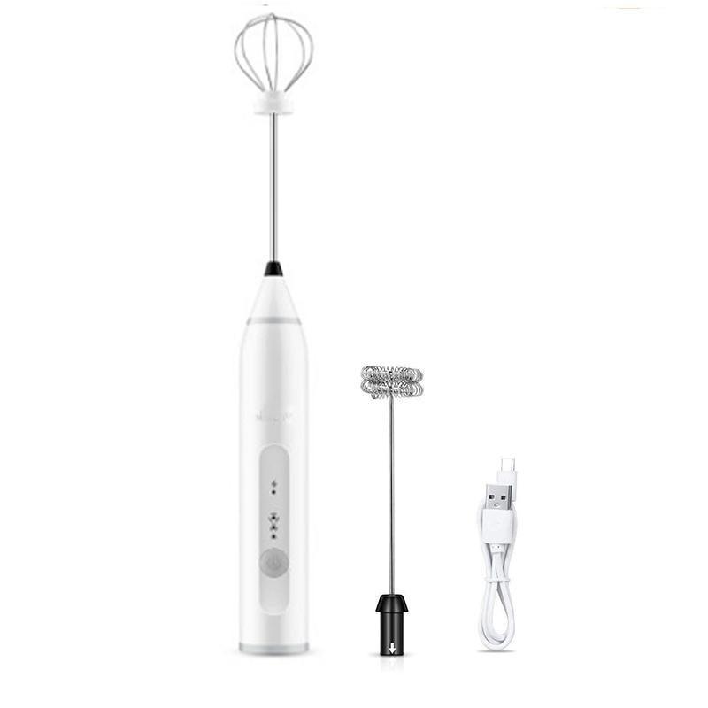 USB Rechargeable Electric Egg Beater & Milk Frother - White