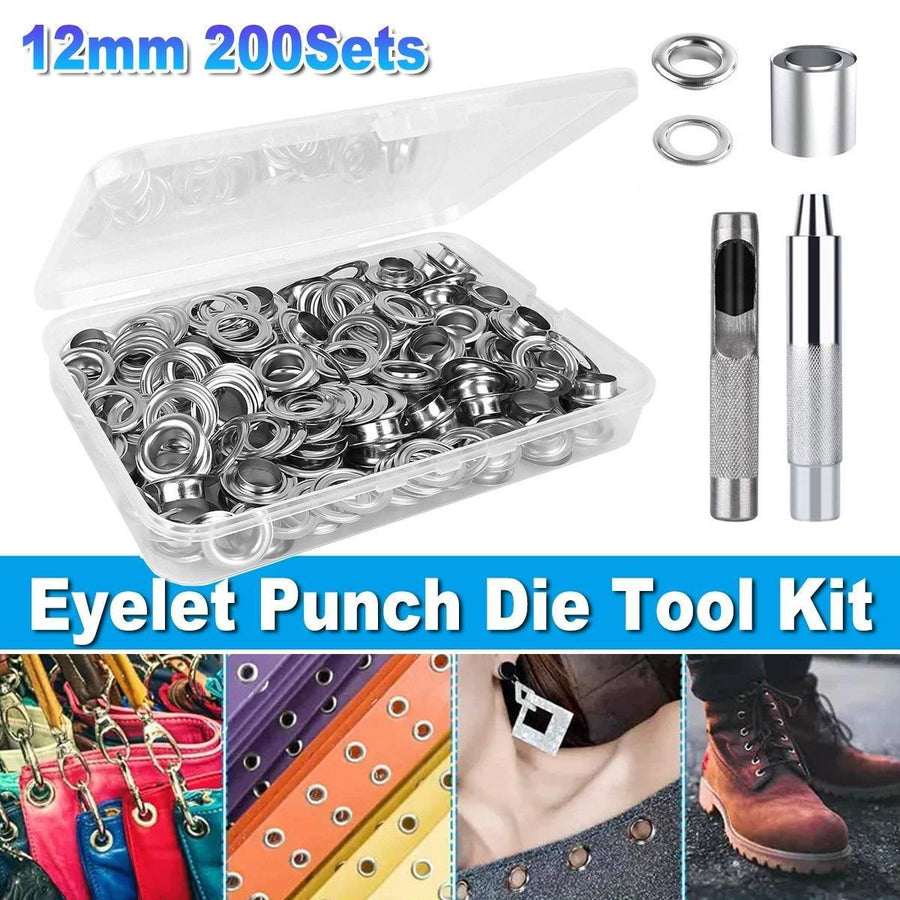 Premium 200 Set 12mm Copper Eyelet Grommet Kit with Tools