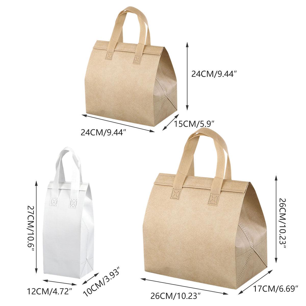 50pcs Thermal Insulation Bags Non-Woven Food Storage Bag - White 27x12x10cm