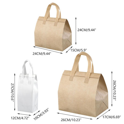 50pcs Thermal Insulation Bags Non-Woven Food Storage Bag - White 27x12x10cm