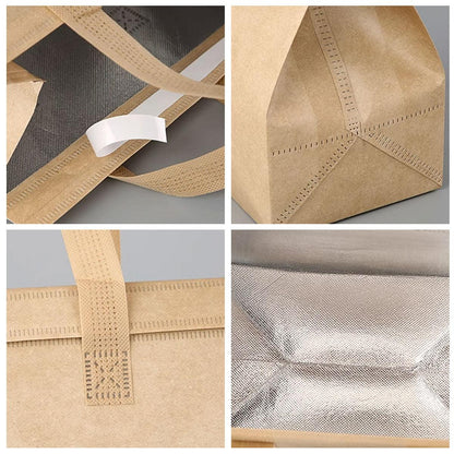 50pcs Thermal Insulation Bags Non-Woven Food Storage Bag - White 27x12x10cm
