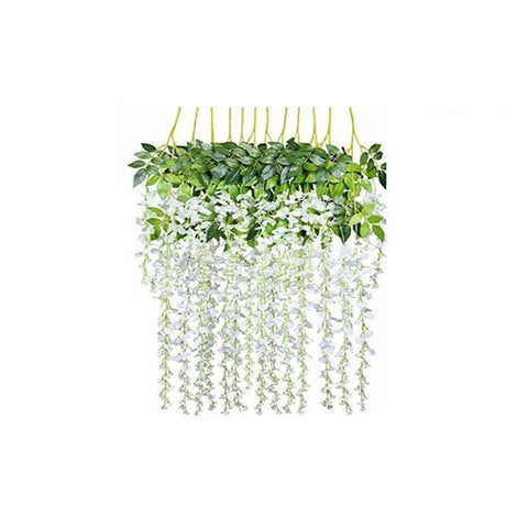 Premium Artificial Wisteria Garland Vines – White 12 Pack