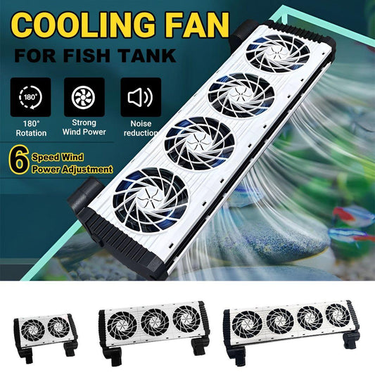 Fish Tank Mini Fan - 4-Head Cooling Fan, 180° Rotation, Quiet Operation