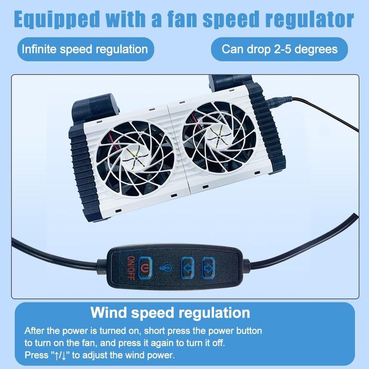 Fish Tank Mini Fan - 4-Head Cooling Fan, 180° Rotation, Quiet Operation