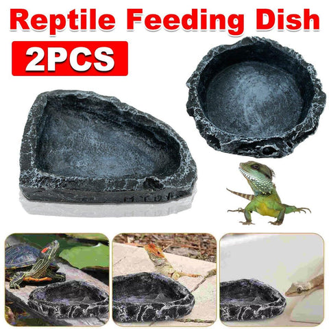 Premium Reptile Resin Food & Water Dish Bowl Set - 2 Pack