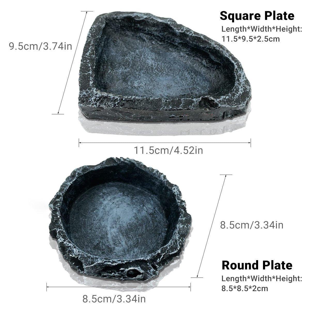 Premium Reptile Resin Food & Water Dish Bowl Set - 2 Pack