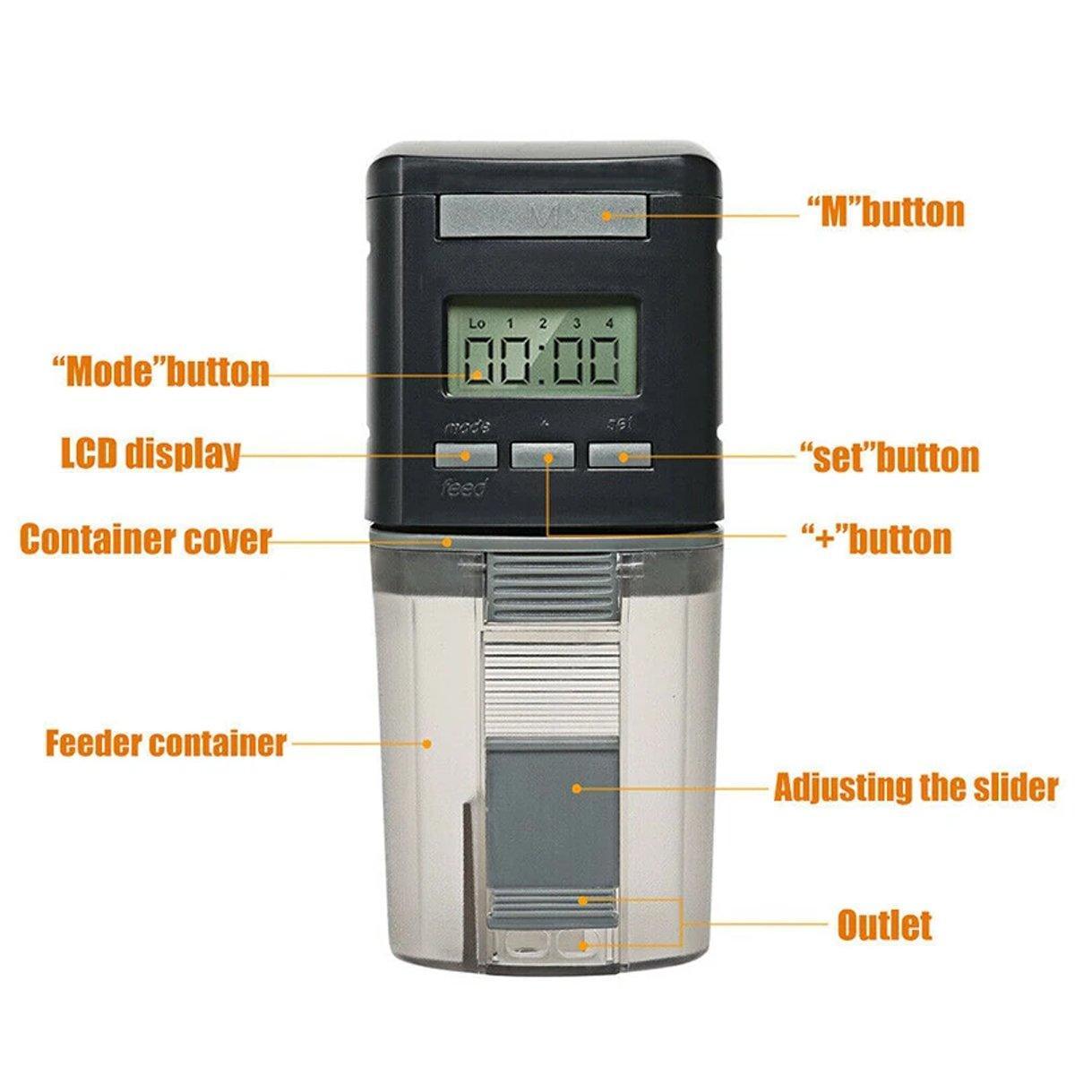 Automatic Fish Feeder 200ml - Intelligent Timing, Large Capacity, Battery Operated