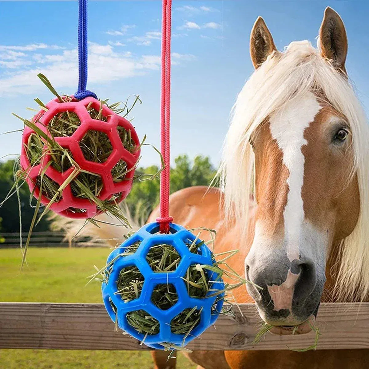 Premium Red Horse Hay Feeder Ball Slow Feeding Toy - 14cm