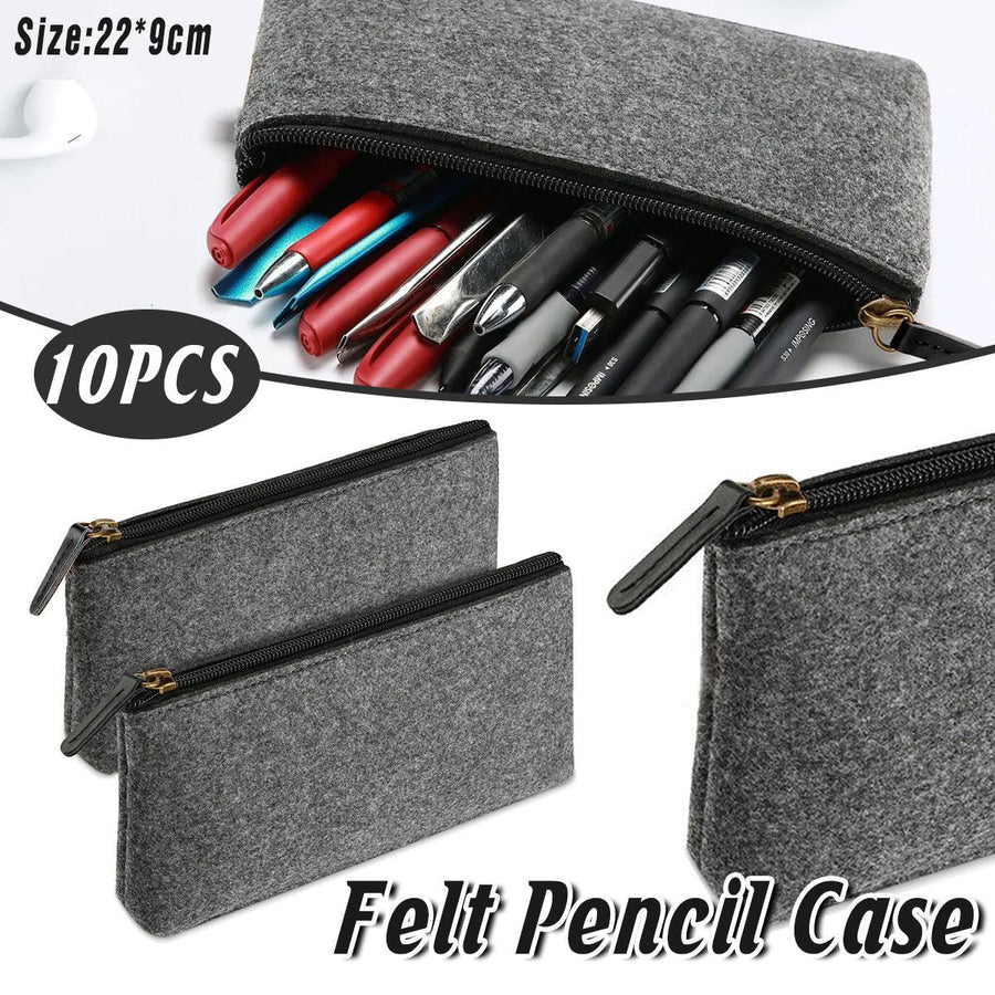 10PCS Large Felt Pencil Cases - Organizers for Stationery & Cosmetics - SuperSaverAU - view 1