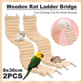Premium Wooden Hamster Bridge Toys with Metal Hooks - 2 Pack