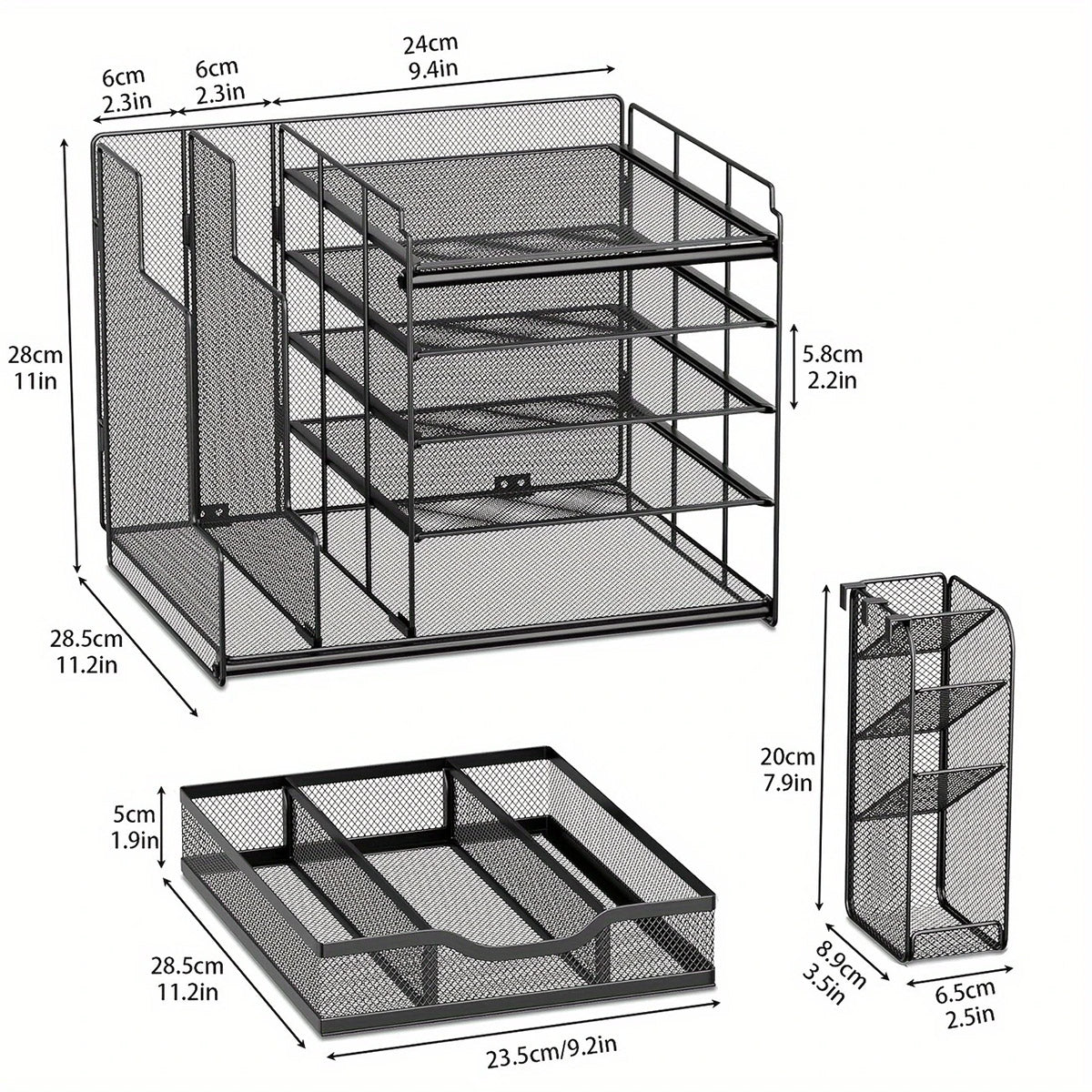 Multi-Layer File Rack Storage Organizer, Black, 36 x 28 x 28.5 cm, Space-Saving Design - SuperSaverAU - view 2