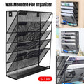 5-Tier Iron File Organiser, 15.9"H x 12.8"L x 4.1"W, Wall-Mount/Desktop, Black - SuperSaverAU - view 1